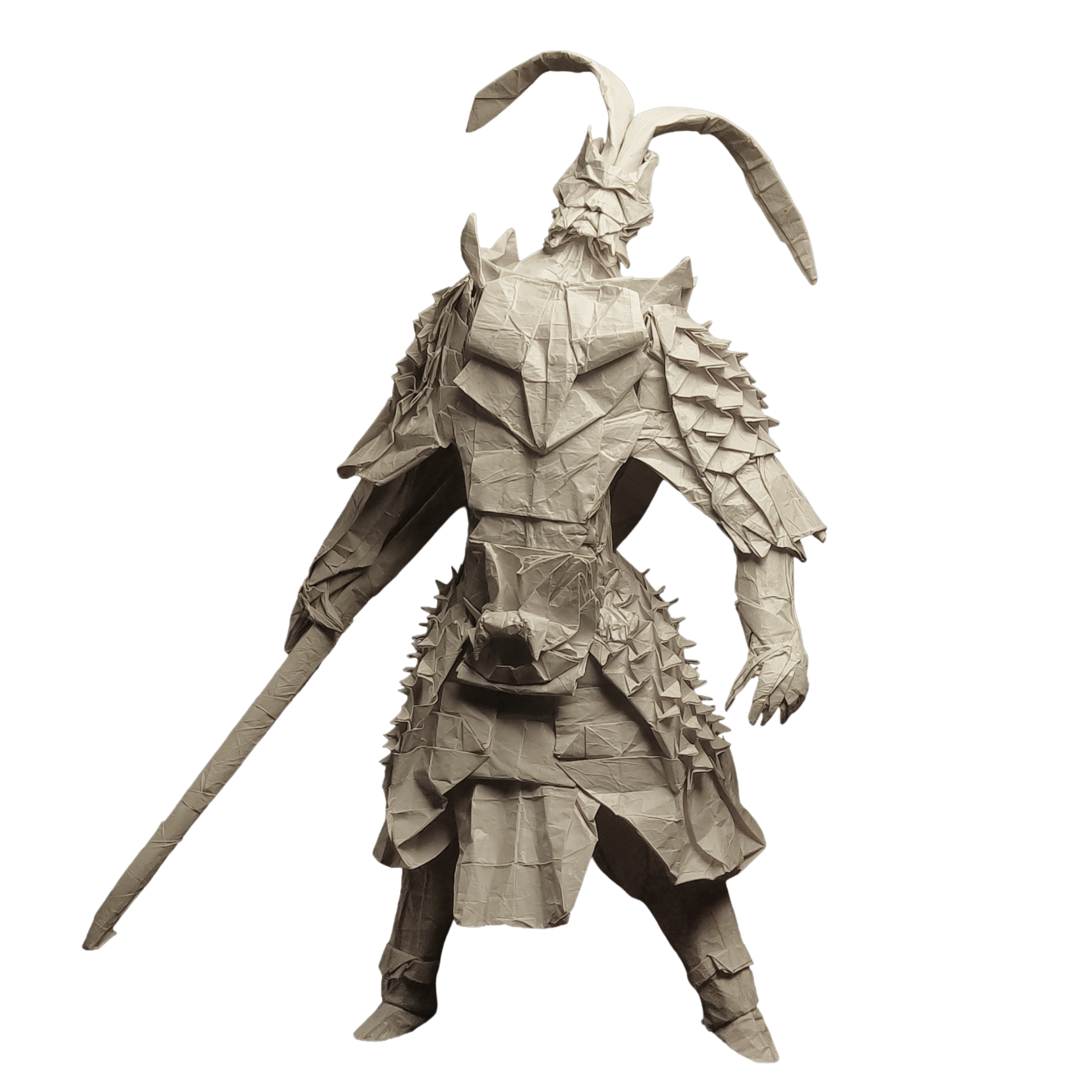 Origami warrior sculpture
