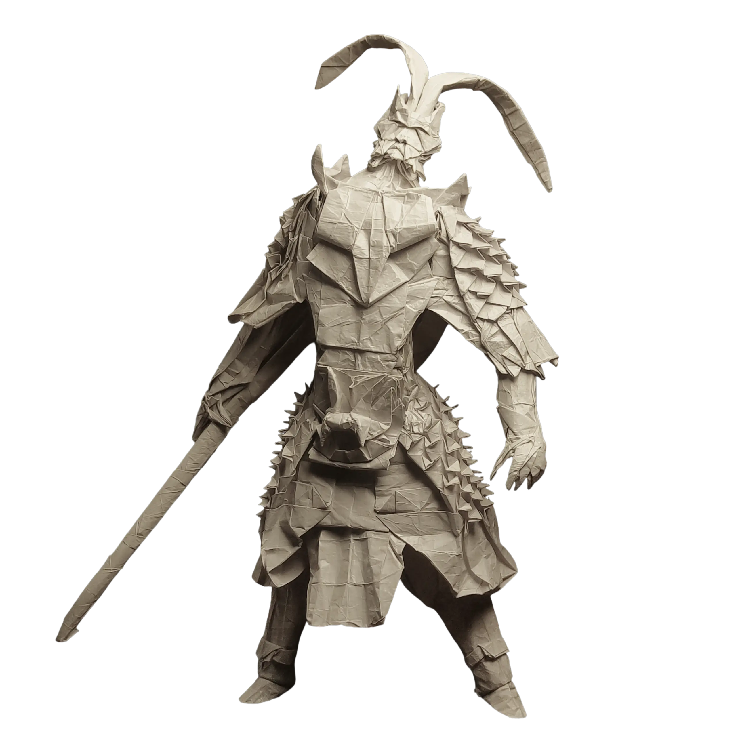 Origami warrior sculpture